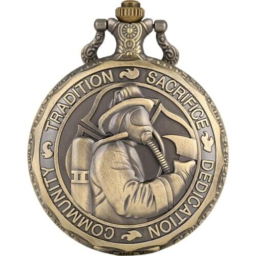 ST Saint Florian Patron Saint Of Fire Fighters Challenge Quartz Pocket Watch Tradition Sacrifice Dedication Community Chain Gift