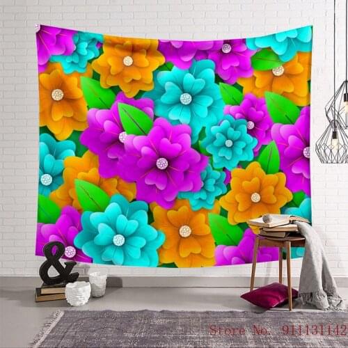 Stylish Colorful Graffiti Block Geometric Printing Tapestry Background Cloth Home Wall Yoga Mat Home Decoration Textile