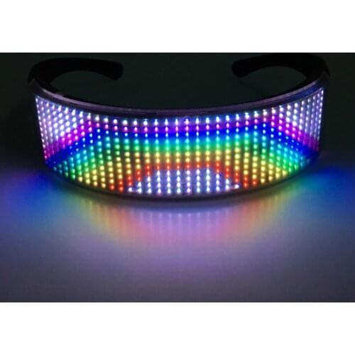 LED Shining Glasses Birthday Party Bluetooth Light Up Glasses Halloween Bar Performance Prop APP Full-color Luminous Glasses