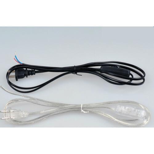 1.8m line Cable On Off Power Cord For LED Lamp with Button switch EU Plug Light Switching Transparent Wire 304 Extension Cable