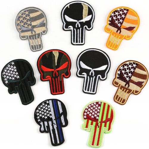 Skull head Tactical Morale Badge Labels Embroidered Stickersiron patch for clothing badges for ironing DIY t-shirt decor