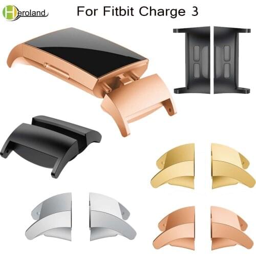 Smart Wristbands Stainless Steel Connector Watch Band For Fitbit Charge 3 / 4 bracelet Replacement Metal Connector Accessory