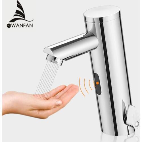 Bathroom Faucet Water Saving Taps Chrome Touchless Hot and Cold Mixer Tap Fully-automatic Faucet infrared Sensor Faucet 8021