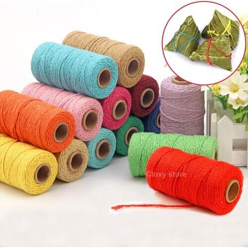 1 Roll (100 Yards) 2mm Cotton Rope Twine Macrame Thread Cord String Wedding Decoration Gift Packaging Rustic Country Craft