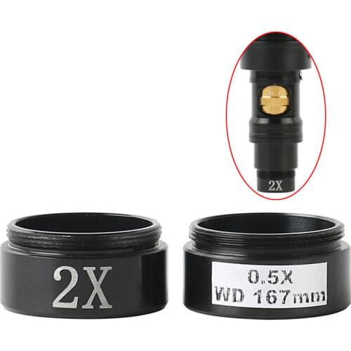0.5X 2.0X Glass Barlow Auxiliary Objective Lens Video Microscope Camera Accessory For 200X 400X FHD Big Depth C Mount Zoom Lens