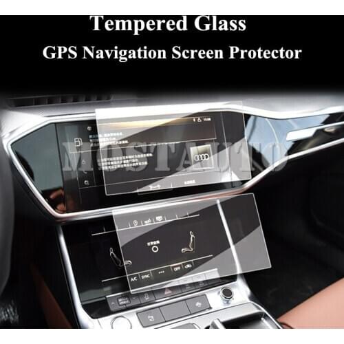 For Audi A6 S6 Tempered Glass GPS Navigation Screen Protector Film 2019-2020 2pcs Car Accessories Interior Car Decor Car Trim