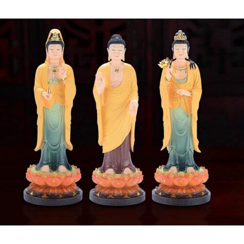 Western Sansheng Resin Crafts Buddha Statue Amitabha Buddha Guanyin Bodhisattva Home Decoration Accessories Figurines