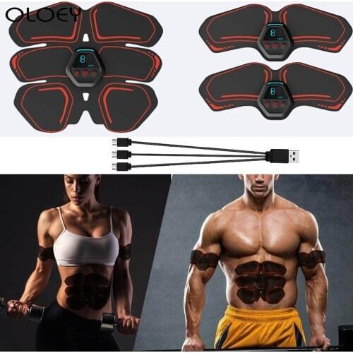 USB Recharge EMS Abdominal Muscle Stimulator Trainer ABS Electrostimulation Fitness Massager Home Gym Abdomen Muscular Exercise