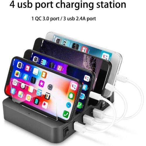 Multi usb charging station for samsung huawei QC3.0 charger holder 4 port charge dock for iphone xiaomi tablets EU US UK AU plug