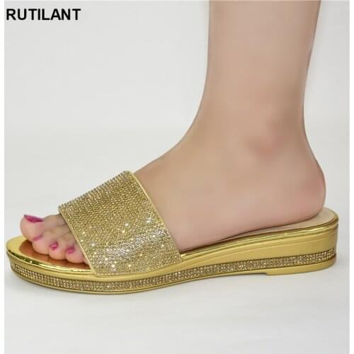 New Female Wedding Party Pumps Nigerian Women Sandals High Quality Fashion Women Summer Autumn Skid-proof Square Toe Shoes