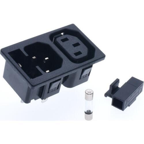 1PCS AC 250V 10A Power IEC320 C13 C14 Panel Mount Socket w Fuse Tube Holder