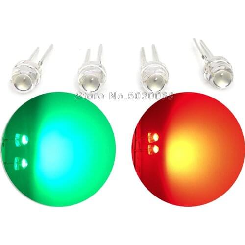 100pcs/lot LED lamp beads F5 straw hat big core emerald green/red 4.8mm highlight large chip 5mm straw hat 0.2W super bright