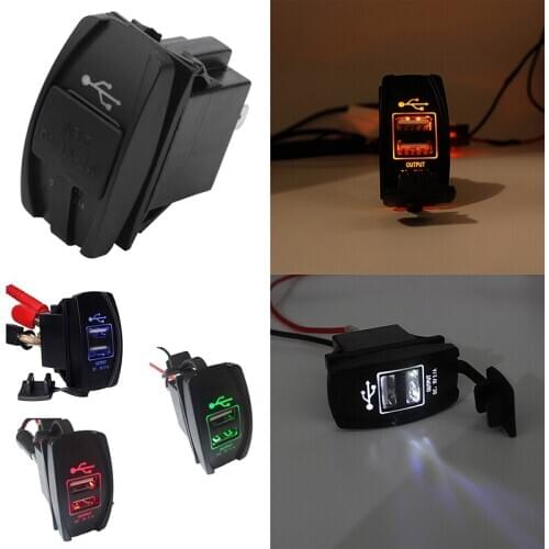 12V 24V Car Auto Boat Accessory LED Dual USB Charger - Outlet green