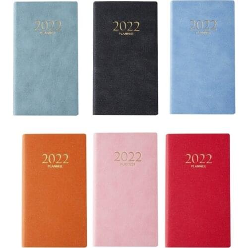 2022 Faux Leather Elastic Band Notebook Thickened Notepad-A6 English Schedule Book Time Management Work Plan Office Stationery