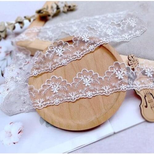 3 meters/lot 4.3cm pink Embroidered Lace Fabrics Womens Clothing DIY Lace Trim Doll Garment Accessories without Ribbons