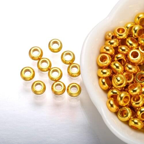 40 pcs Copper Spacer Beads Drum Gold color bracelet findings for DIY jewelry making necklace accessories