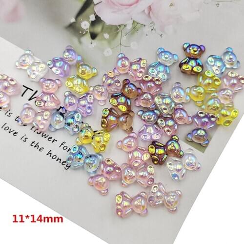 50pcs/lot DIY flat back ab color resin mini bear new arrival resin cabochons accessories