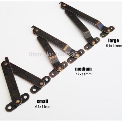 6pcs Antique brass Bronze Jewelry Chest Wooden Box Lid Top Support Hinge Display Cabinet Cupboard Furniture Stay Hinge Lift Up B