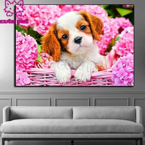 5d Diamond Embroidery DIY Diamond Painting Cross Stitch Kits DOG Cavalier king charles spaniel Full Mosaic puzzle Home Decor