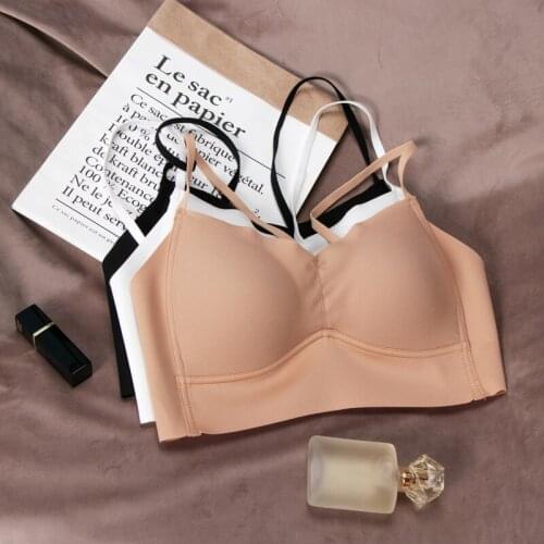 Wriufred Wire free bra seamless glossy underwear thin cup stereotype large size women big breasts push up lingerie panty