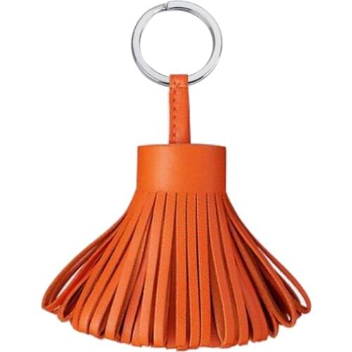 New Tassel Bag Pendant Key Ring Genuine Leather Sewn Fringe Keychains Fashion Key Ring Women Bag Charming Pendant Diy