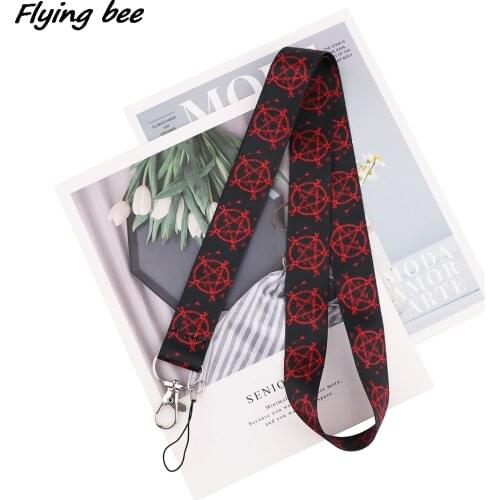 Flyingbee TV Show Supernatural Rune Keychain Tags Strap Neck Lanyards For Key ID Card Phone USB Badge Holder DIY Hang Rope X1866