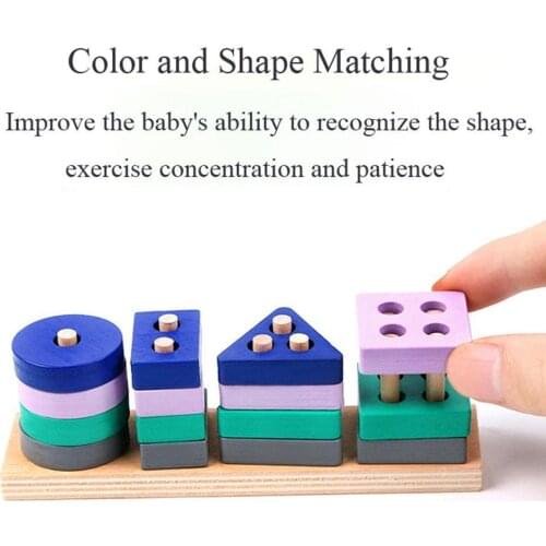 Mini Size Wooden Montessori Toy Building Blocks Early Color Toys For Boys Learning Toy Kids Shape Match Educational Girls 2 H7O2
