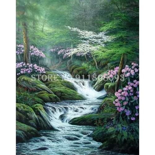 Diy Diamond Painting Forest Streams Full Square Diamond Embroidery Cross Stitch Interior Paintings Mosaic Rhinestone Home Decor