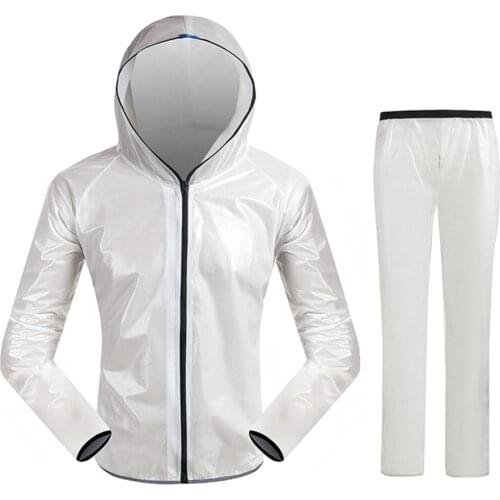 Hooded Split Raincoat Rain Pants Suit Adults Waterproof PVC Outdoor Sports Motorcycle Riding Climbing Rainwear Rain Jacket