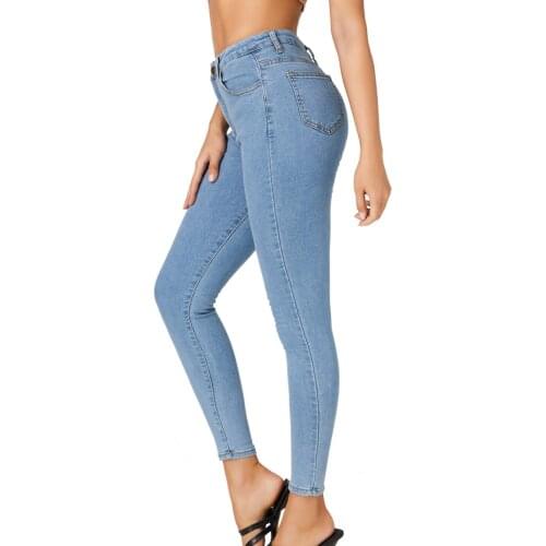 Large size Peach Hip stretch jeans Womens Comfy Summer Elastic Waist Pockets Casual Bull-puncher Knickers skinny pencil pants