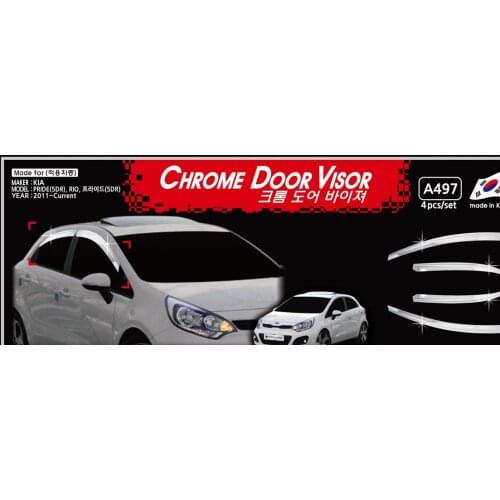 Chrome door visor side window deflector shade sun rain shield silver trips eaves for Kia pride (5) Rio