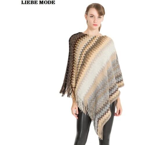O-neck Cashmere Sweater Women Winter Warm Coat Stripe Tassel Shawl Ponchos Capes Womens Knitwear Top Clothes 2020 Fashion