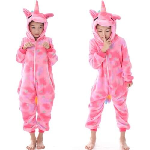 Kigurumi Licorne Children Unicorn Pajamas Winter Sleepwear Pink Onesies Girls Pajama Set Panda Animal Pyjama Kids Baby Pijamas