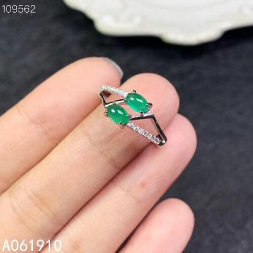 KJJEAXCMY fine jewelry 925 sterling silver inlaid natural emerald popular female ring support detection classic