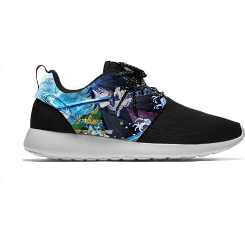 Anime Demon Slayer Kimetsu No Yaiba Tomioka Giyu Sport Running Shoes Casual Breathable Lightweight 3D Print Men Women Sneakers