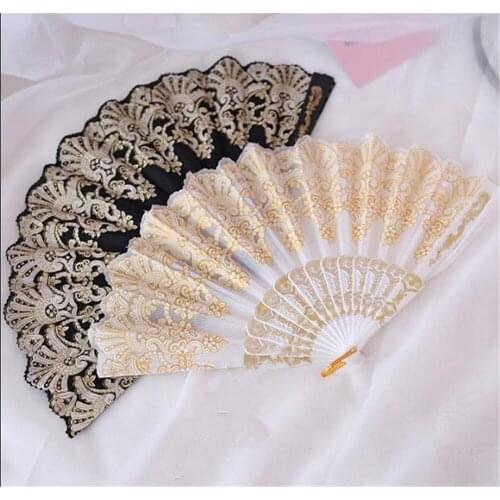 Spain Style Dance Wedding Party Lace Folding Hand Held Flower Fan for stage performances B826