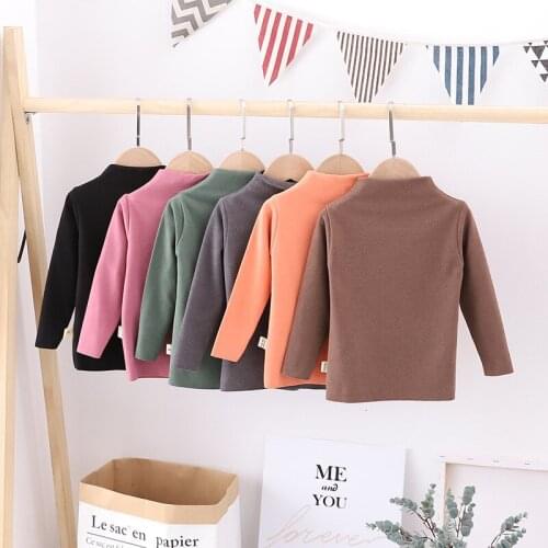 Baby Girls Shirts Long Sleeve Tops For Kids Cotton Childrens Thermal Underwear Turtleneck Kids Bottom Toddler Undershirt