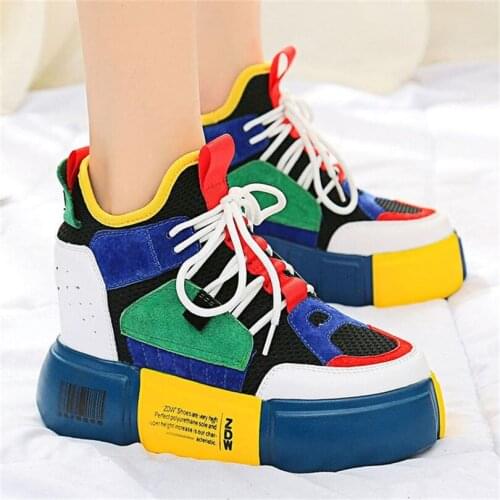 Fashion Sneakers Ankle Boots Womens Real Leather Platform Wedge High Heels Punk Creepers Oxfords Party Shoes 34 35 36 37 38 39