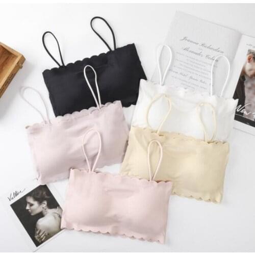 Fashion Sexy Bras for Women Push Up Lingerie Ice Silk Seamless Word Sling Female Tube Top 2021 Fashion