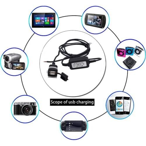 Motorcycle mobile phone charger dual port USB car rear view mirror handlebar waterproof charger dfdf