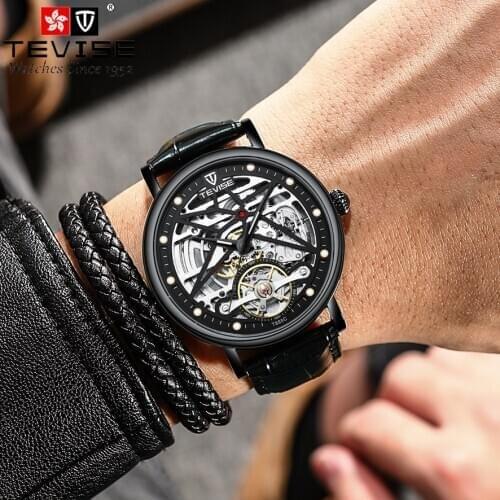 TEVISE 2021 New Men Mechanical Watch Fashion Design Men Top Brand Luxury Male Sports Waterproof Mechanical Skeleton Wrist Watch