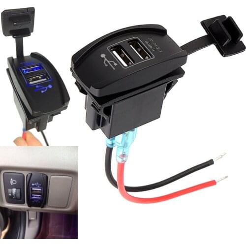 New Waterproof Switch Type 3.1A Dual USB Car Charger Switch Type Car Modified Mobile Phone Charger