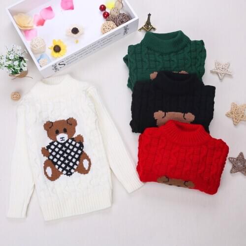 Autumn/Winter Knitted Pullovers O-Neck Warm Sweater Cartoon Bear Children Sweaters Baby Girls Clothes Kids Boys Outerwear