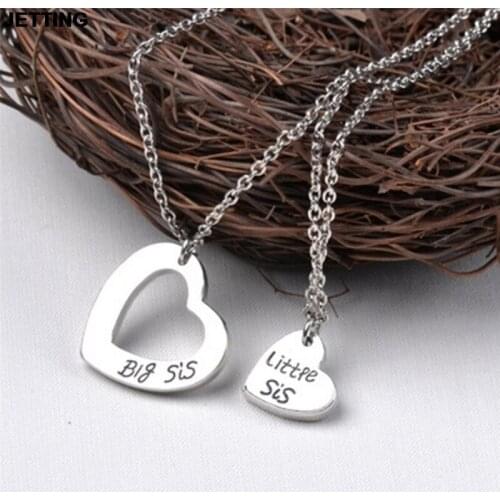 JETTING "Little Sister Big Sister" Pendant Necklace Set Sister Necklace All Matching Fashion Jewelry Gift 2Pcs /Set
