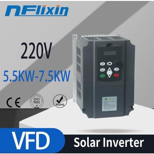 Frequency Converter Solar DC input 5.5KW(7.5HP) /7.5KW(10HP) VFD Inverter Water Pump 3P 220V OutputJ