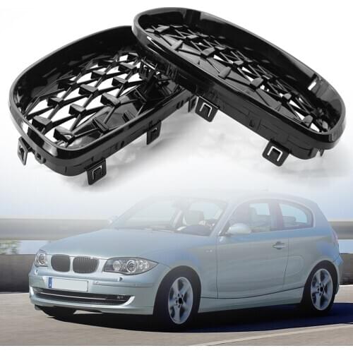 Front Kidney Grilles Glossy Black Diamond Small Outdoor Personal Car Parts Decoration for BMW 1 Series E87 2008-2011