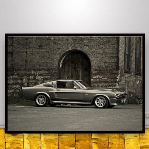 Retro Vintage Ford Mustang Shelby GT500 Muscle Car Poster Wall Painting Art for Living Room Home Decor (No Frame)