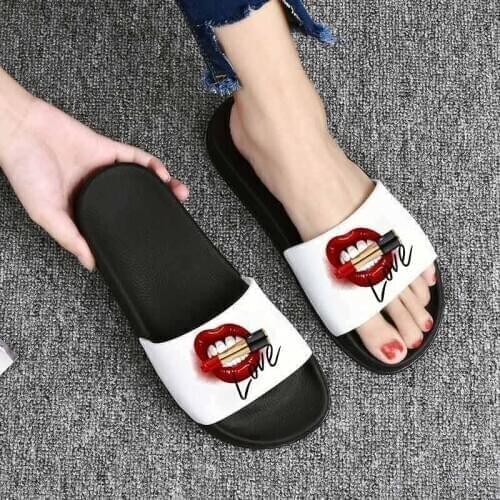 Cartoon lip Women Slippers Cute Red mouth Home Slippers Summer Sandals Slides Women Shoes Flip Flops Sandalias Mujer