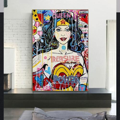 Street Graffiti Pop Art Marvel Funny Girl Comics Poster Decor Canvas Painting Movie Woman Prints For Living Room Home Decoration