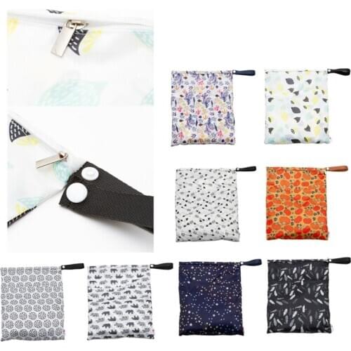Waterproof Reusable Wet Bag Printed Pocket Nappy Bags PUL Travel Wet Dry Bags 29x36cm Diaper Bag